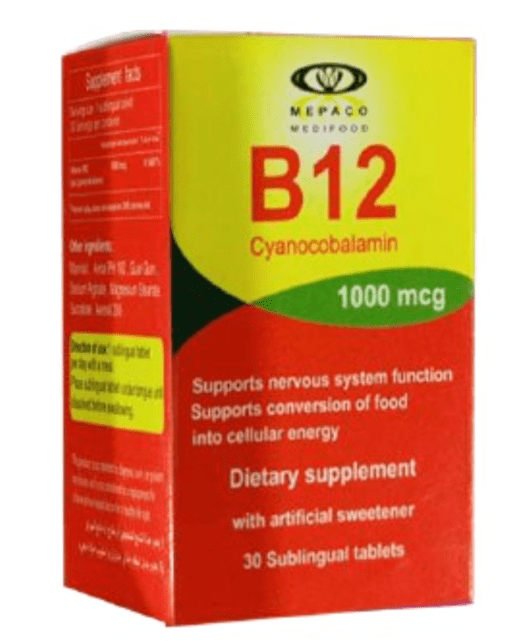 B12 Cyanocobalamin 1000 mcg Mepaco 30 Sublingual  Tablets