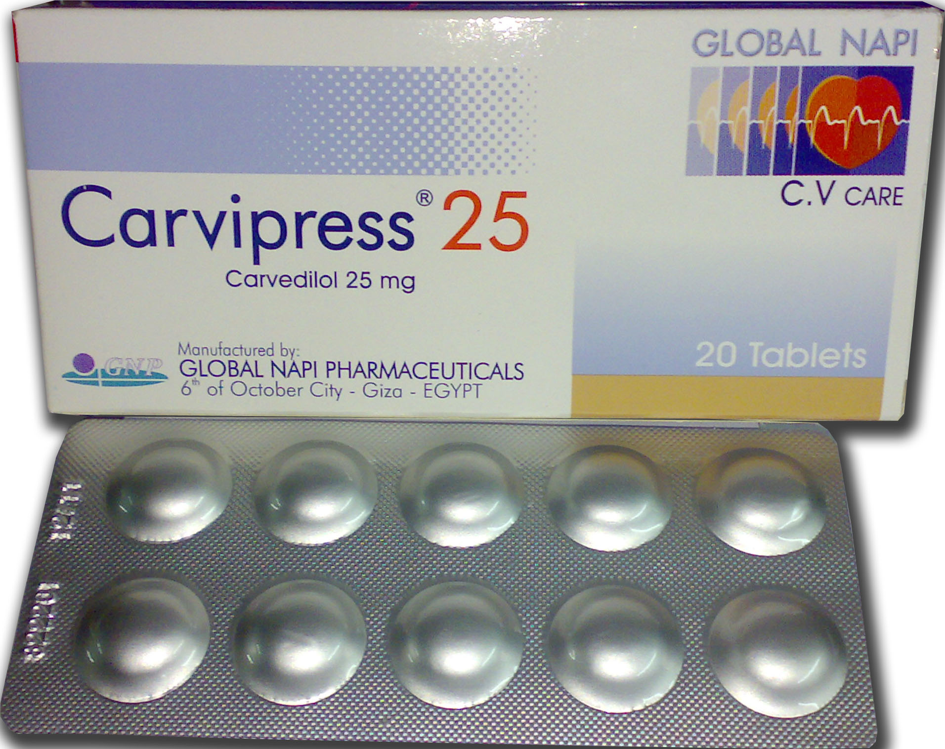 Carvipress 25 mg 20 tablets